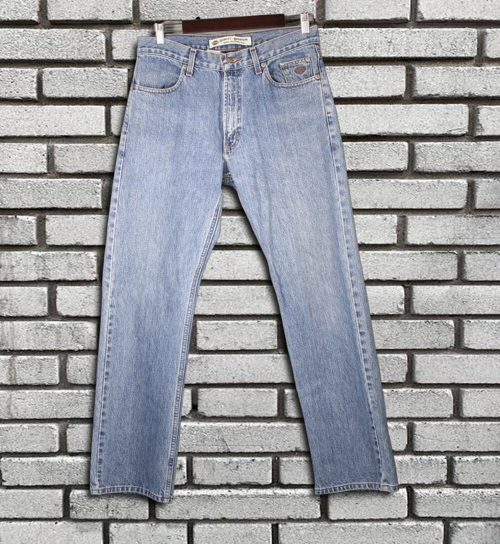 Vintage Harley Davidson Men Jeans Light Wash Denim Straight Leg Size 32x32